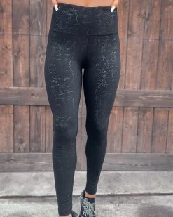 Bar T Boutique Go Getter Marble Leggings - Black