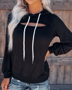 Bar T Boutique Feeling Fresh Cutout Hoodie - Black What's New!