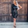 Bar T Boutique Say My Name Belted Leather Dress Dresses
