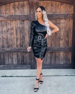 Bar T Boutique Say My Name Belted Leather Dress Dresses
