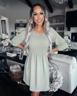 Bar T Boutique LLC What's New! Chic Reputation Smocked Dress - Sage