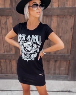 Bar T Boutique What's New! Rock N Roll Distressed Graphic Dress