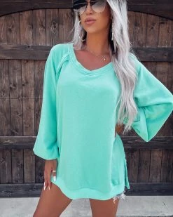 Bar T Boutique Effortlessly Chic Criss Cross Sweatshirt - Mint What's New!