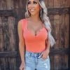 Bar T Boutique Eye Candy Sleeveless Bodysuit - Creamsicle