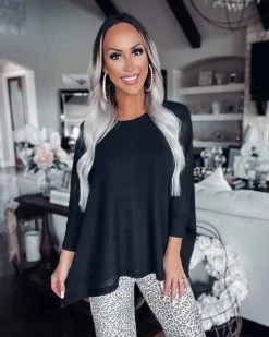 Bar T Boutique Essential Waffle Dolman - Black