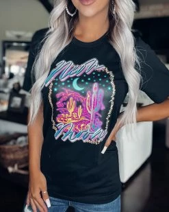 Bar T Boutique LLC Neon Moon Tee - Black What's New!