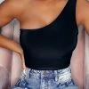Bar T Boutique Uptown One Shoulder Bodysuit - Black What's New!