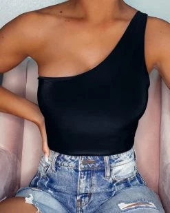 Bar T Boutique Uptown One Shoulder Bodysuit - Black What's New!