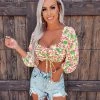 Bar T Boutique Tiki Floral Ruched Crop Top