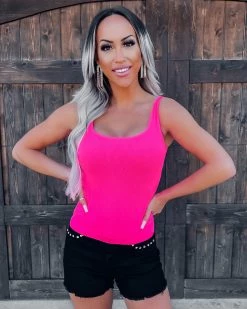 Bar T Boutique Seamless Ribbed Tank - Hot Pink