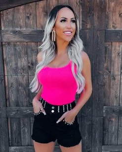 Bar T Boutique Seamless Ribbed Tank - Hot Pink