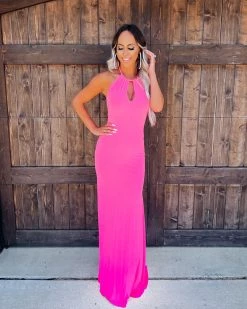 Bar T Boutique Dreamy Halter Dress - Neon Pink 5 Bar T Boutique Dreamy Halter Dress - Neon Pink