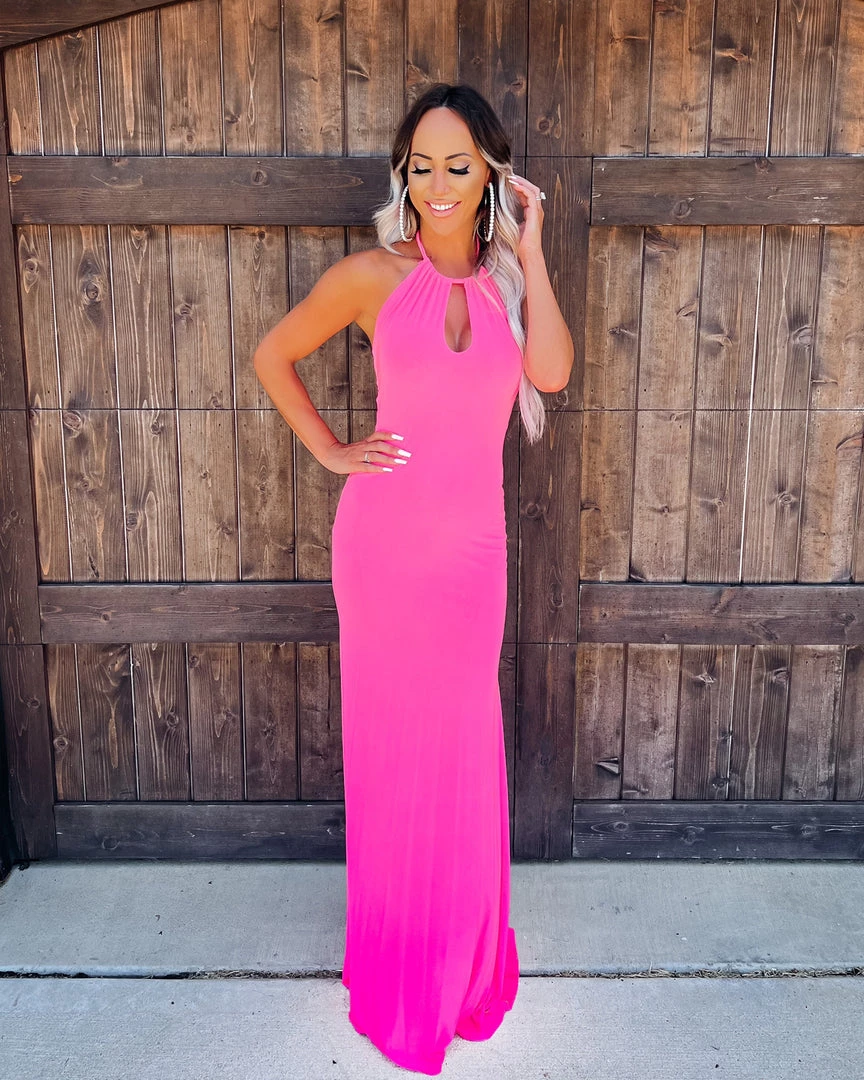 Bar T Boutique Dreamy Halter Dress - Neon Pink 3 Bar T Boutique Dreamy Halter Dress - Neon Pink