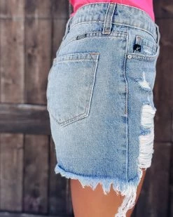 Bar T Boutique LLC Rainbow Threaded Distressed Shorts