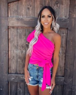 Bar T Boutique LLC Dream All Day Tie Crop Top - Fuchsia What's New!