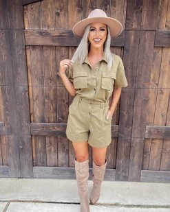 Bar T Boutique Rompers + Jumpsuits Down Under Romper - Olive