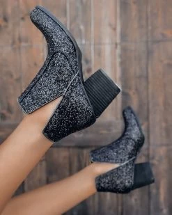 Bar T Boutique What's New! Fiera Glitter Booties - Black