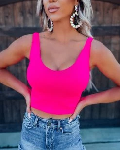 Bar T Boutique Seamless Cropped Tank - Hot Pink What's New!