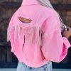 Bar T Boutique LLC Ready To Slay Rhinestone Denim Jacket - Pink