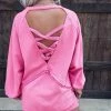 Bar T Boutique What's New! Effortlessly Chic Criss Cross Sweatshirt - Bubblegum