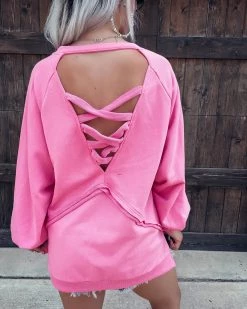 Bar T Boutique What's New! Effortlessly Chic Criss Cross Sweatshirt - Bubblegum