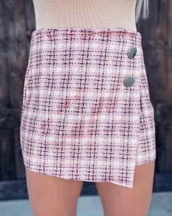 Bar T Boutique LLC Material Girl Plaid Skort - Blush What's New!