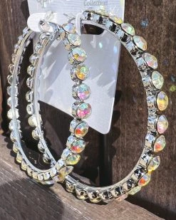 Bar T Boutique LLC Vera Hoop Earrings - Silver/AB What's New!
