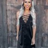 Bar T Boutique What's New! Different Direction Satin Lace Up Dress - Black