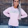 Bar T Boutique LLC Metallic Wifey Patch Sweatshirt - Light Pink What's New!