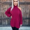 Bar T Boutique Keep It Casual Open Shoulder Tunic - Burgundy