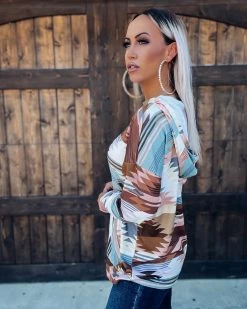 Bar T Boutique Day & Night Aztec Hoodie Tops