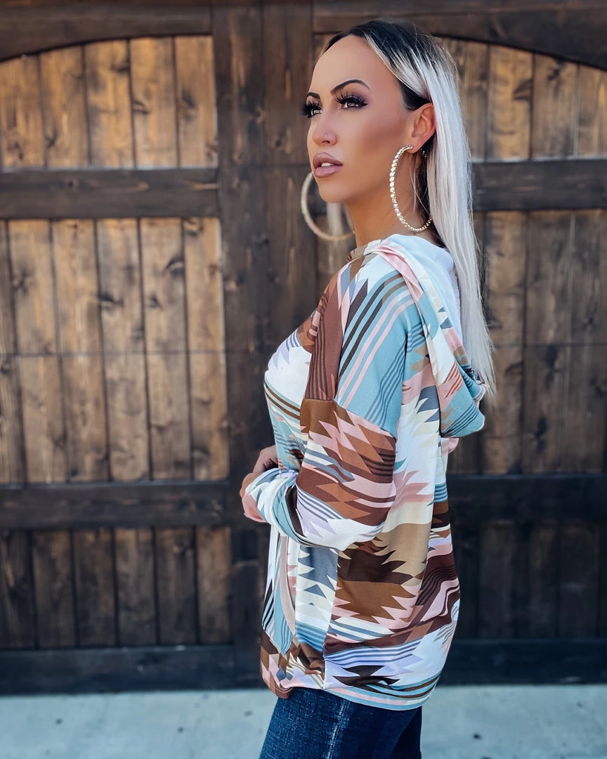 Bar T Boutique Day & Night Aztec Hoodie Tops 2 Bar T Boutique Day & Night Aztec Hoodie Tops