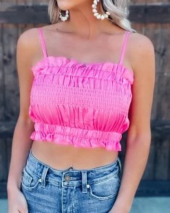 Bar T Boutique Thriving Smocked Crop Tank - Pink What's New!