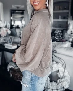 Bar T Boutique Birch Washed Pullover - Chocolate