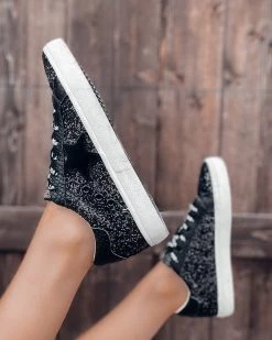 Bar T Boutique LLC VH Bani Glitter Star Sneakers - Black