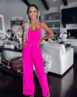 Bar T Boutique LLC What's New! Only The Sweetest Jumpsuit - Hot Pink