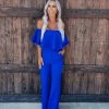Bar T Boutique LLC Broadway Girl Off Shoulder Jumpsuit - Royal Blue