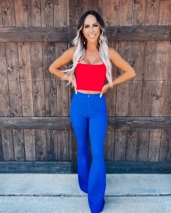 Bar T Boutique LLC Capri Square Neck Crop Tank - Red What's New!