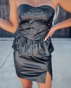 Bar T Boutique LLC Dare To Be Different Leather Peplum Skirt Set What's New!