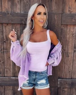 Bar T Boutique Indi Square Neck Tank - Lilac