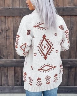Bar T Boutique Bare Dreams Aztec Cardigan - Ivory/Rust