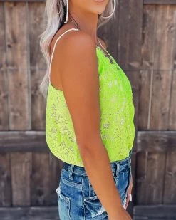 Bar T Boutique LLC Pretty In Pink Lace Bodysuit - Lime 5 Bar T Boutique LLC Pretty In Pink Lace Bodysuit - Lime