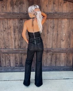 Bar T Boutique What's New! Sofie Denim Halter Jumpsuit - Vintage Black