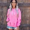 Bar T Boutique LLC Shabby Distressed Hoodie - Pink What's New!