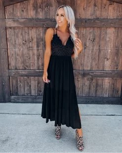 Bar T Boutique LLC Sweet Beginnings Crochet Midi Dress - Black 5 Bar T Boutique LLC Sweet Beginnings Crochet Midi Dress - Black