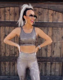 Bar T Boutique Tops Metallic Mocha Sports Bra