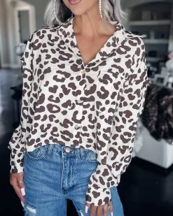 Bar T Boutique LLC Trendy City Leopard Cropped Button Down What's New!