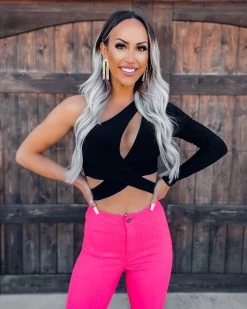 Bar T Boutique What's New! For The Thrill Cutout Crop Top - Black