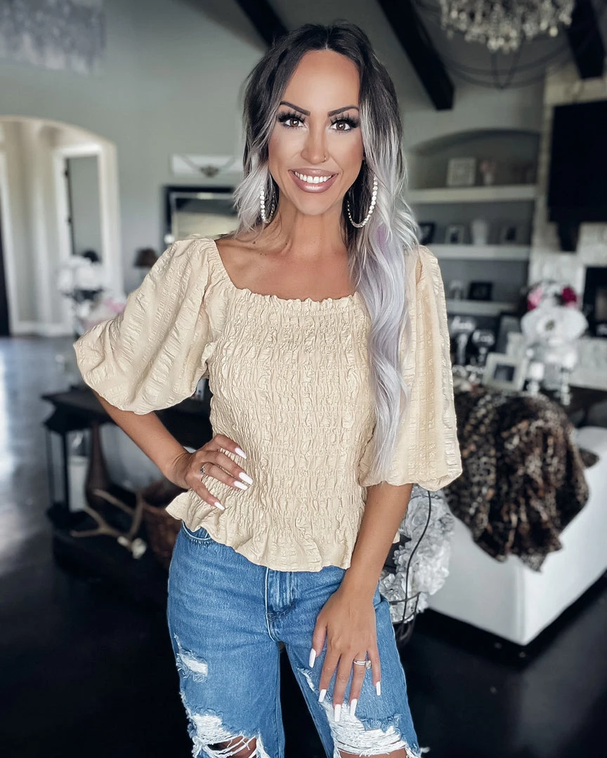 Bar T Boutique LLC Sweet Darling Smocked Top - Taupe What's New! 1 Bar T Boutique LLC Sweet Darling Smocked Top - Taupe What's New!