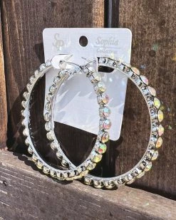 Bar T Boutique LLC Vera Hoop Earrings - Silver/AB What's New!